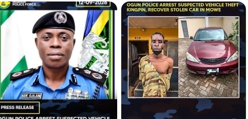 Ogun CP Ojajuni Warns Vehicle Thieves as Police Arrest Suspected Kingpin, Recover Stolen Car